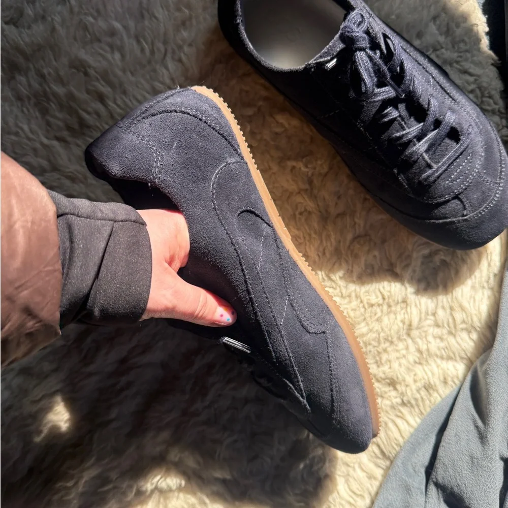 COS Navy Suede Minimal Athletic Sneakers